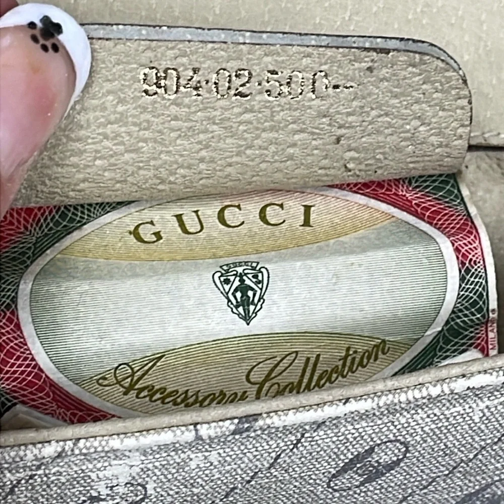 Vintage Gucci Beige Double Flap Clutch Bag Sherry Web Trim